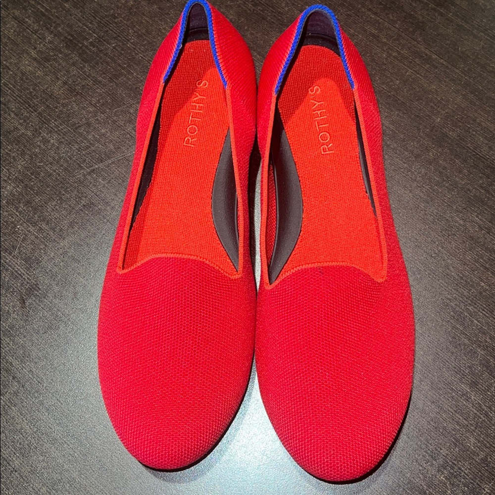 Rothy's Scarlet and Cobalt Flats Size 10 Excellent Condition
